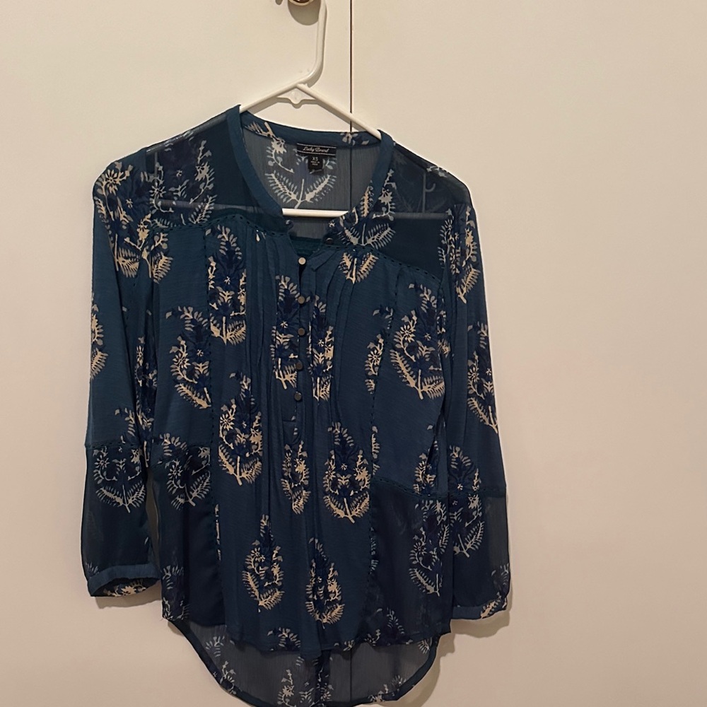 Lucky Brand Navy Floral Blouse